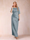 Sheath/Column Scoop Half Sleeves Mother of the Bride Dresses with Ruched