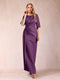 Sheath/Column Scoop Half Sleeves Mother of the Bride Dresses with Ruched
