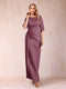 Sheath/Column Scoop Half Sleeves Mother of the Bride Dresses with Ruched