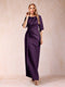 Sheath/Column Scoop Half Sleeves Mother of the Bride Dresses with Ruched