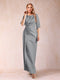 Sheath/Column Scoop Half Sleeves Mother of the Bride Dresses with Ruched