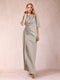 Sheath/Column Scoop Half Sleeves Mother of the Bride Dresses with Ruched