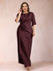 Sheath/Column Scoop Half Sleeves Plus Size Mother of the Bride Dresses with Ruched