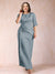 Sheath/Column Scoop Half Sleeves Plus Size Mother of the Bride Dresses with Ruched