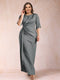Sheath/Column Scoop Half Sleeves Plus Size Mother of the Bride Dresses with Ruched