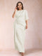 Sheath/Column Scoop Half Sleeves Plus Size Mother of the Bride Dresses with Ruched