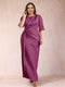 Sheath/Column Scoop Half Sleeves Plus Size Mother of the Bride Dresses with Ruched