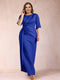 Sheath/Column Scoop Half Sleeves Plus Size Mother of the Bride Dresses with Ruched
