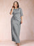 Sheath/Column Scoop Half Sleeves Plus Size Mother of the Bride Dresses with Ruched