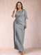Sheath/Column Scoop Half Sleeves Plus Size Mother of the Bride Dresses with Ruched