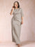 Sheath/Column Scoop Half Sleeves Plus Size Mother of the Bride Dresses with Ruched