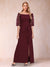 Sheath/Column Off-the-Shoulder Half Sleeves Mother of the Bride Dresses with Applique