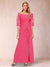 Sheath/Column Off-the-Shoulder Half Sleeves Mother of the Bride Dresses with Applique