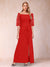 Sheath/Column Off-the-Shoulder Half Sleeves Mother of the Bride Dresses with Applique