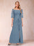 Sheath/Column Off-the-Shoulder Half Sleeves Mother of the Bride Dresses with Applique