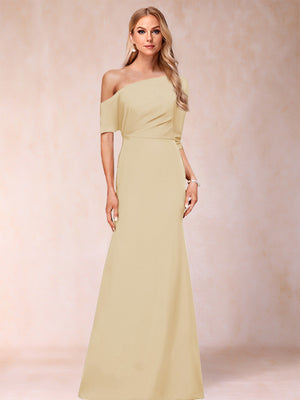 Trumpet/Mermaid One-Shoulder Half Sleeves Mother of the Bride Dresses with Ruched
