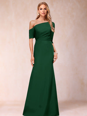 Trumpet/Mermaid One-Shoulder Half Sleeves Mother of the Bride Dresses with Ruched