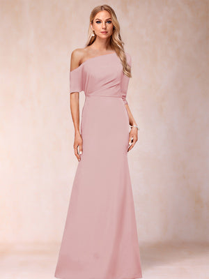 Trumpet/Mermaid One-Shoulder Half Sleeves Mother of the Bride Dresses with Ruched