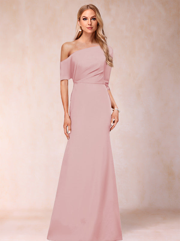 Trumpet/Mermaid One-Shoulder Half Sleeves Mother of the Bride Dresses with Ruched
