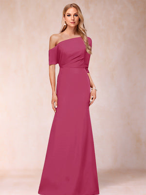 Trumpet/Mermaid One-Shoulder Half Sleeves Mother of the Bride Dresses with Ruched