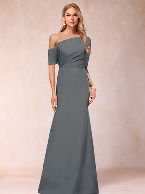 Trumpet/Mermaid One-Shoulder Half Sleeves Mother of the Bride Dresses with Ruched