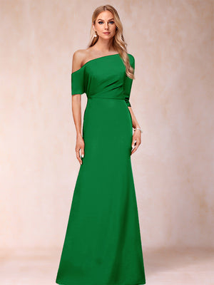 Trumpet/Mermaid One-Shoulder Half Sleeves Mother of the Bride Dresses with Ruched