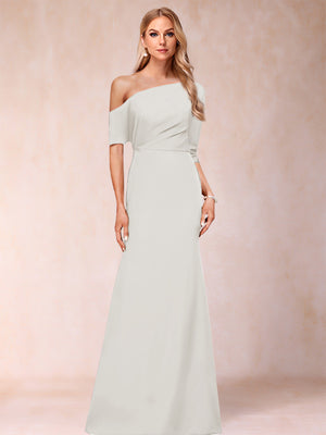 Trumpet/Mermaid One-Shoulder Half Sleeves Mother of the Bride Dresses with Ruched