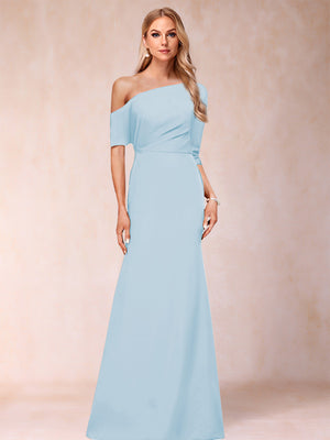 Trumpet/Mermaid One-Shoulder Half Sleeves Mother of the Bride Dresses with Ruched