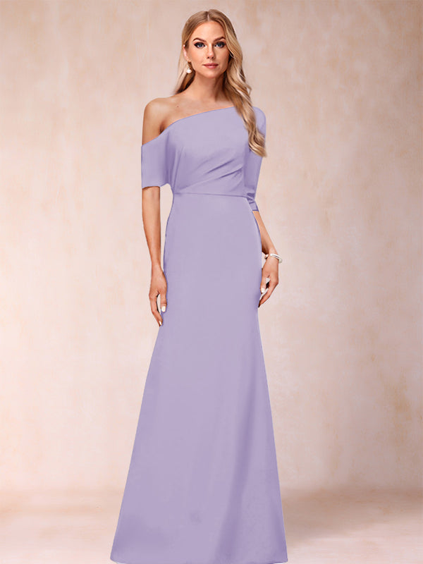 Trumpet/Mermaid One-Shoulder Half Sleeves Mother of the Bride Dresses with Ruched