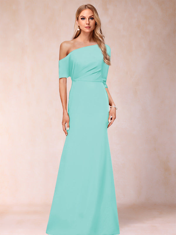Trumpet/Mermaid One-Shoulder Half Sleeves Mother of the Bride Dresses with Ruched