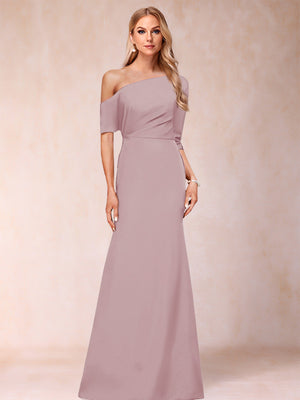 Trumpet/Mermaid One-Shoulder Half Sleeves Mother of the Bride Dresses with Ruched