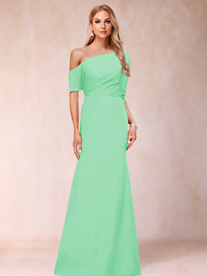 Trumpet/Mermaid One-Shoulder Half Sleeves Mother of the Bride Dresses with Ruched