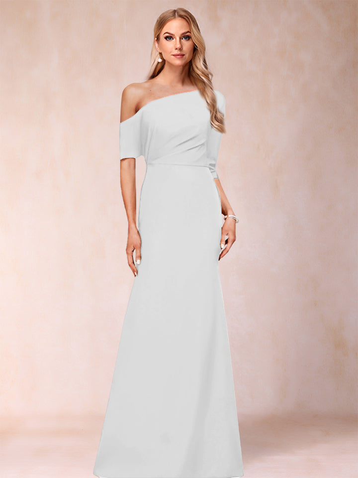 Trumpet/Mermaid One-Shoulder Half Sleeves Mother of the Bride Dresses with Ruched