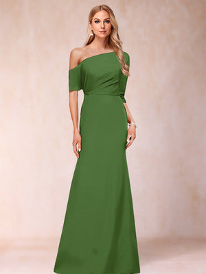 Trumpet/Mermaid One-Shoulder Half Sleeves Mother of the Bride Dresses with Ruched