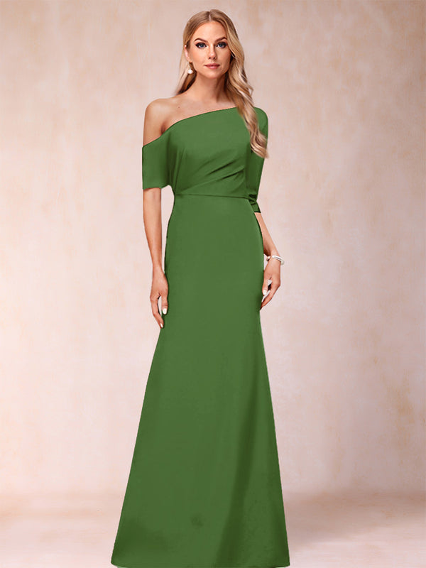 Trumpet/Mermaid One-Shoulder Half Sleeves Mother of the Bride Dresses with Ruched