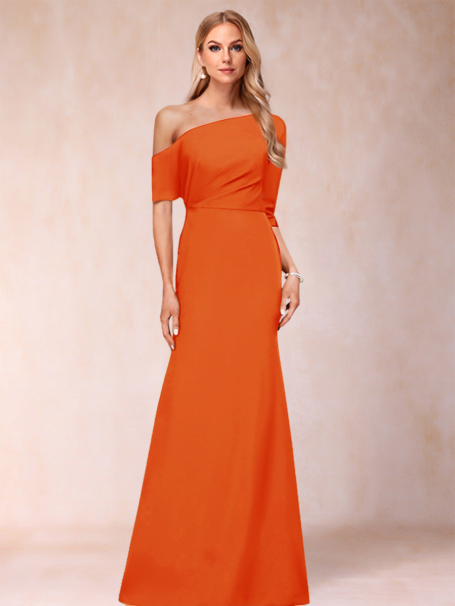 Trumpet/Mermaid One-Shoulder Half Sleeves Mother of the Bride Dresses with Ruched