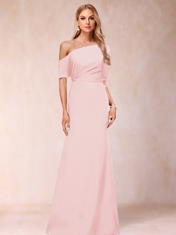 Trumpet/Mermaid One-Shoulder Half Sleeves Mother of the Bride Dresses with Ruched