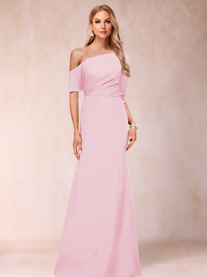 Trumpet/Mermaid One-Shoulder Half Sleeves Mother of the Bride Dresses with Ruched
