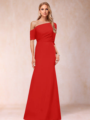 Trumpet/Mermaid One-Shoulder Half Sleeves Mother of the Bride Dresses with Ruched