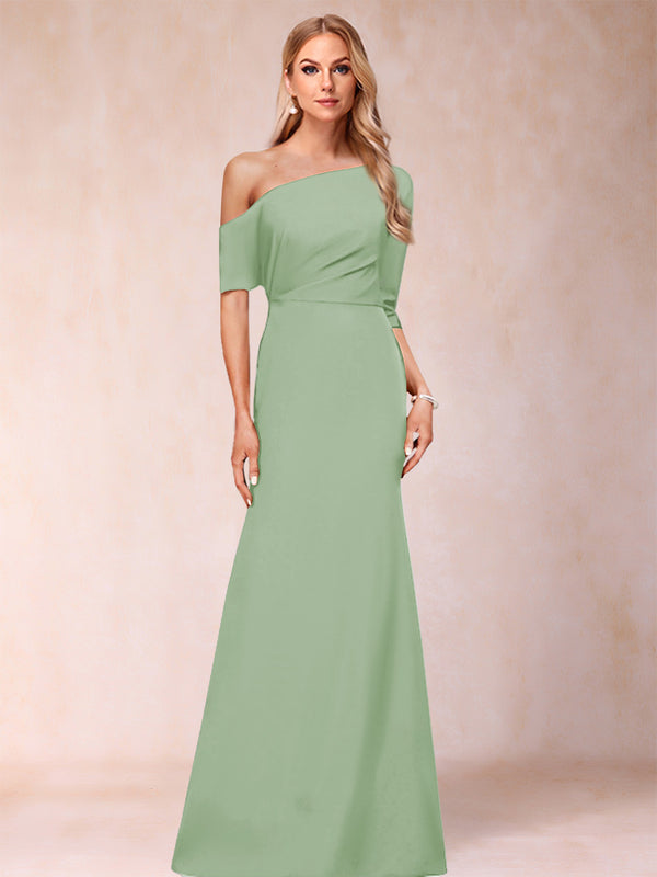 Trumpet/Mermaid One-Shoulder Half Sleeves Mother of the Bride Dresses with Ruched