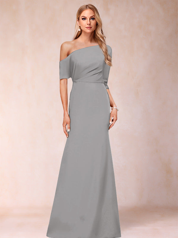 Trumpet/Mermaid One-Shoulder Half Sleeves Mother of the Bride Dresses with Ruched