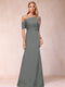 Trumpet/Mermaid One-Shoulder Half Sleeves Mother of the Bride Dresses with Ruched