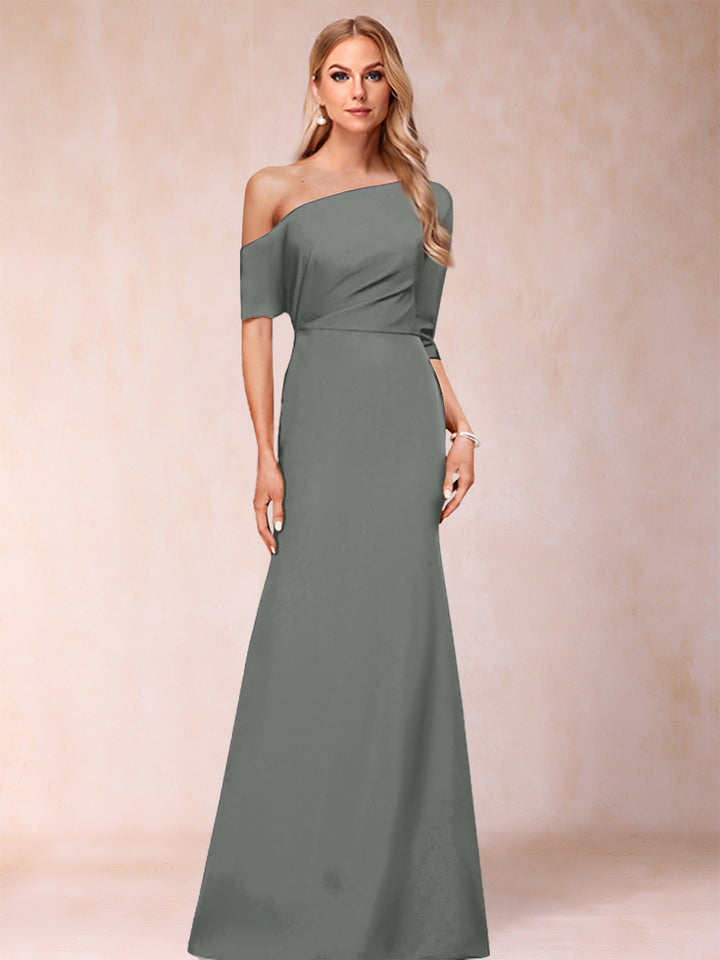 Trumpet/Mermaid One-Shoulder Half Sleeves Mother of the Bride Dresses with Ruched
