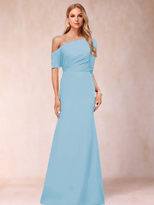 Trumpet/Mermaid One-Shoulder Half Sleeves Mother of the Bride Dresses with Ruched
