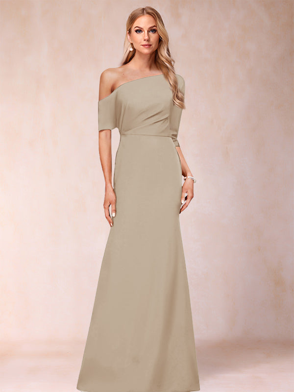 Trumpet/Mermaid One-Shoulder Half Sleeves Mother of the Bride Dresses with Ruched