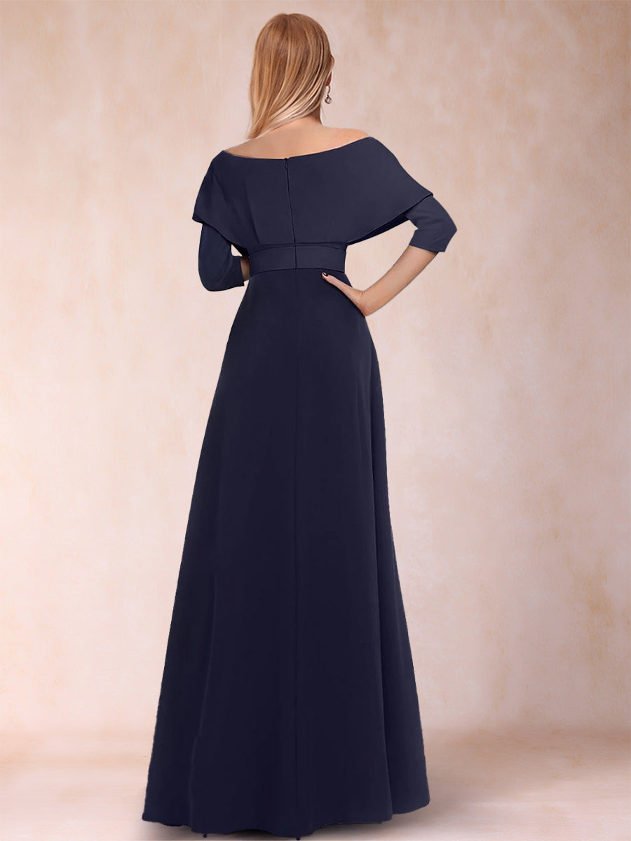 A-Line/Princess V-Neck 3/4 Sleeves Jumpsuits with Belt