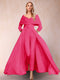 A-Line/Princess V-Neck 3/4 Sleeves Jumpsuits with Belt