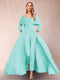 A-Line/Princess V-Neck 3/4 Sleeves Jumpsuits with Belt