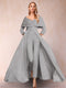 A-Line/Princess V-Neck 3/4 Sleeves Jumpsuits with Belt