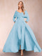 A-Line/Princess V-Neck 3/4 Sleeves Jumpsuits with Belt